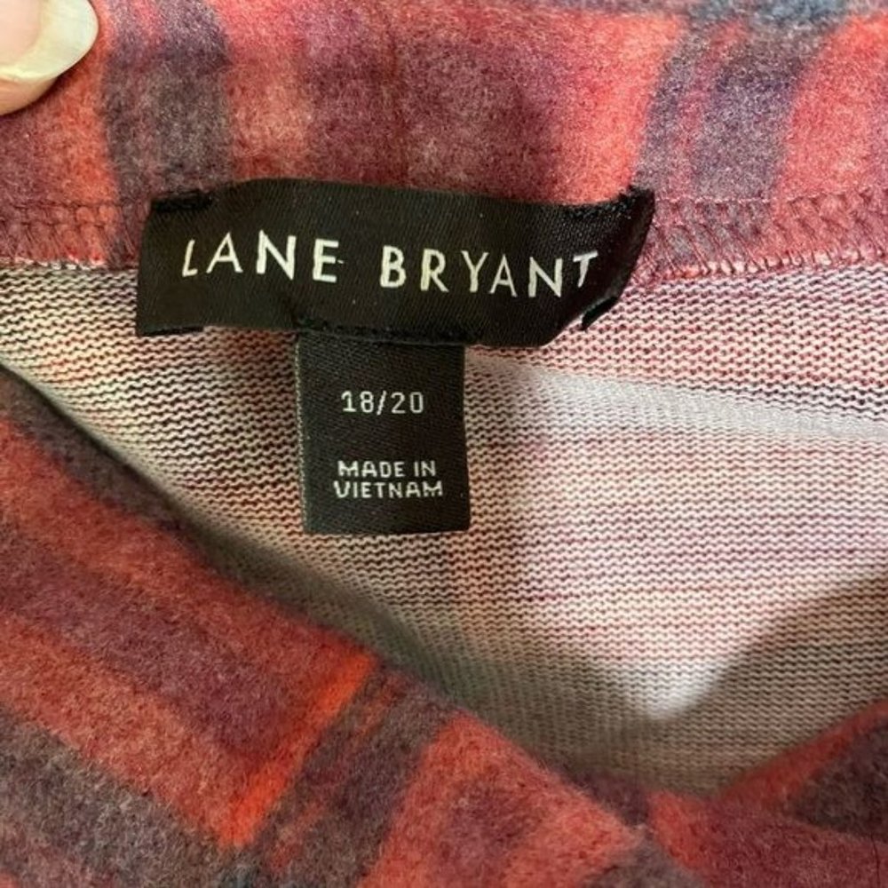 Lane Bryant ladies pink plaid long sleeve turtleneck blouse top size 18/20 - Picture 15 of 15